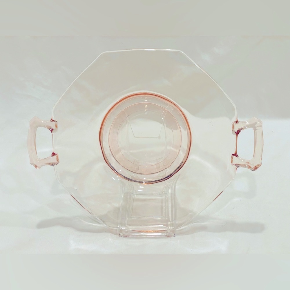 🥳BOGO! Imperial Glass Pink Depression Glass Small 8.75” Serving Plate w Handles.
